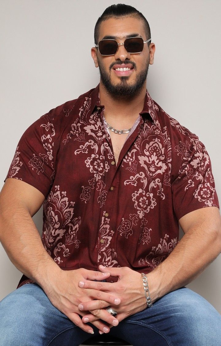 Men's Brown Printed Casual Shirts