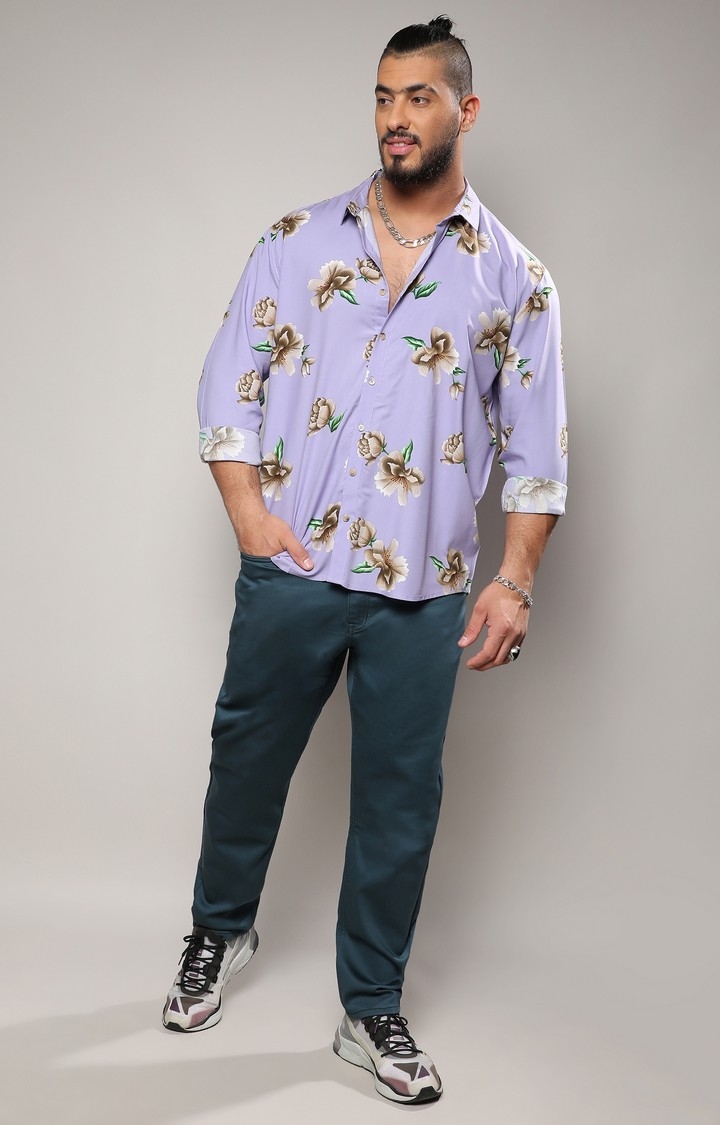 Men's Lavender Floral Print Shirt