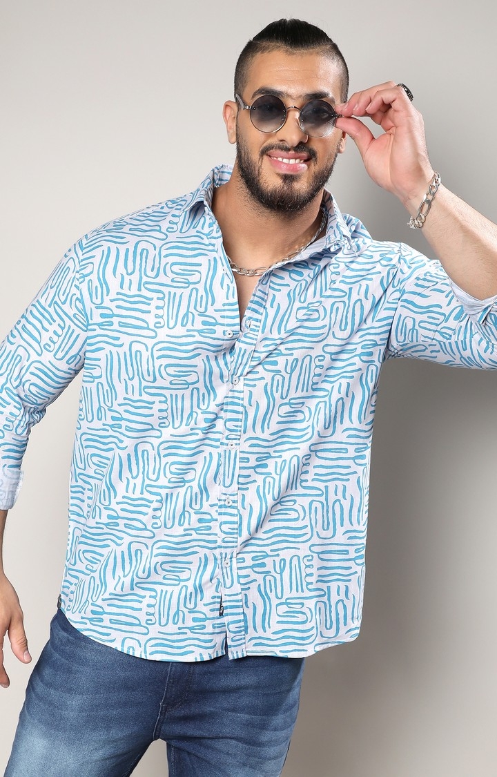 Men's Blue Contrast Lines Shirt