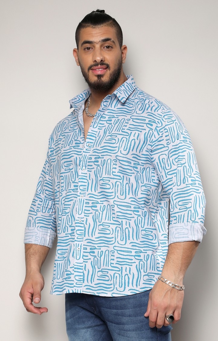Men's Blue Contrast Lines Shirt