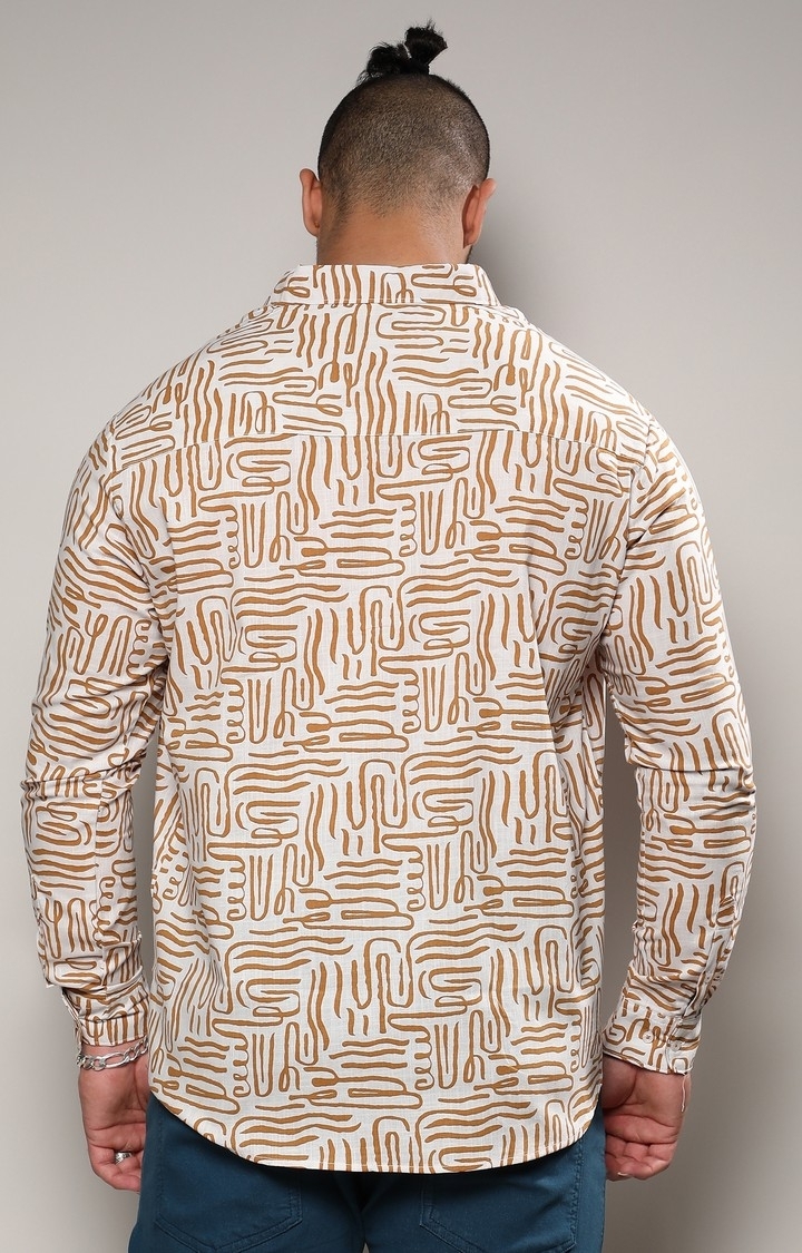 Men's Brown Contrast Lines Shirt