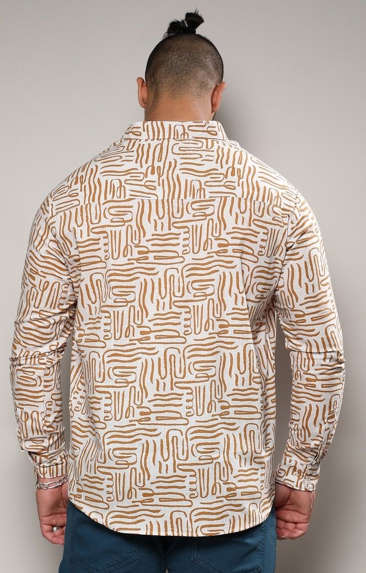 Men's Brown Printed Casual Shirts