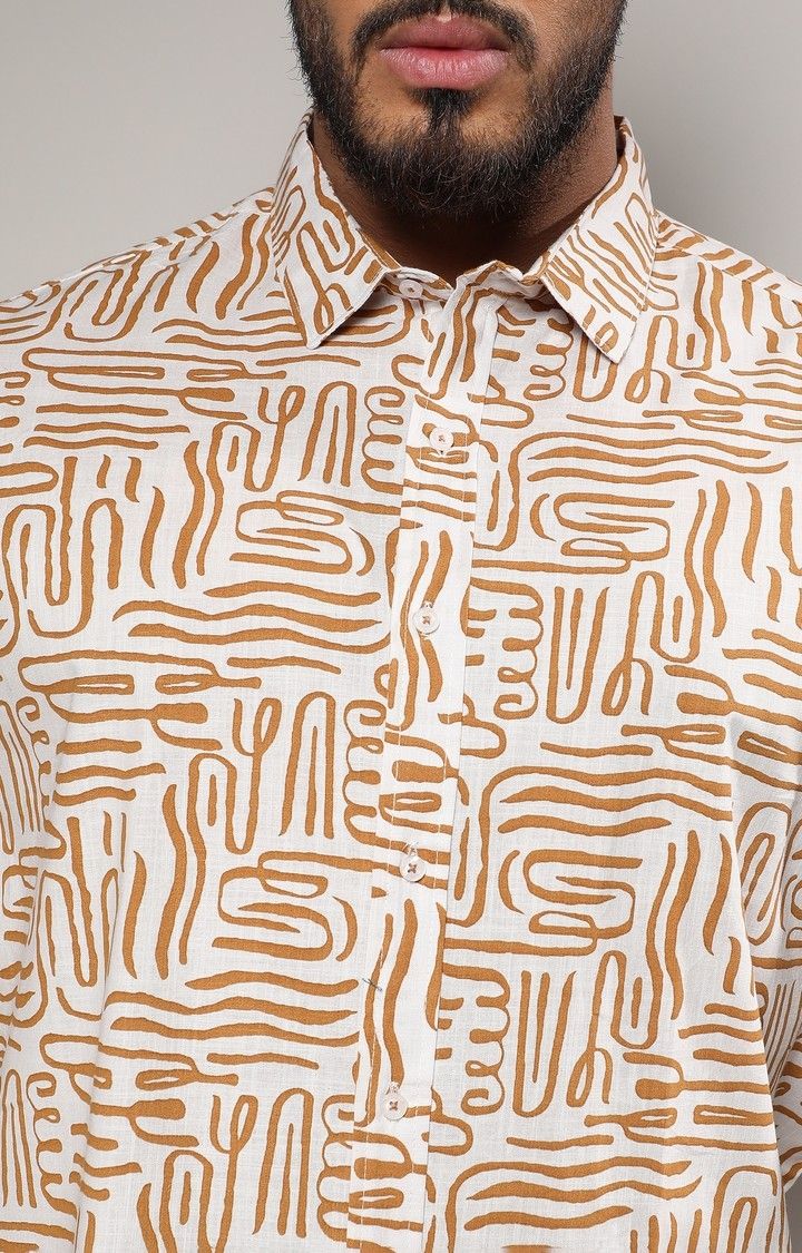 Men's Brown Printed Casual Shirts
