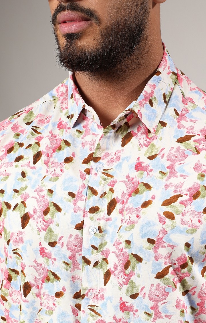 Men's Blue & Pink Leaf Strokes Shirt