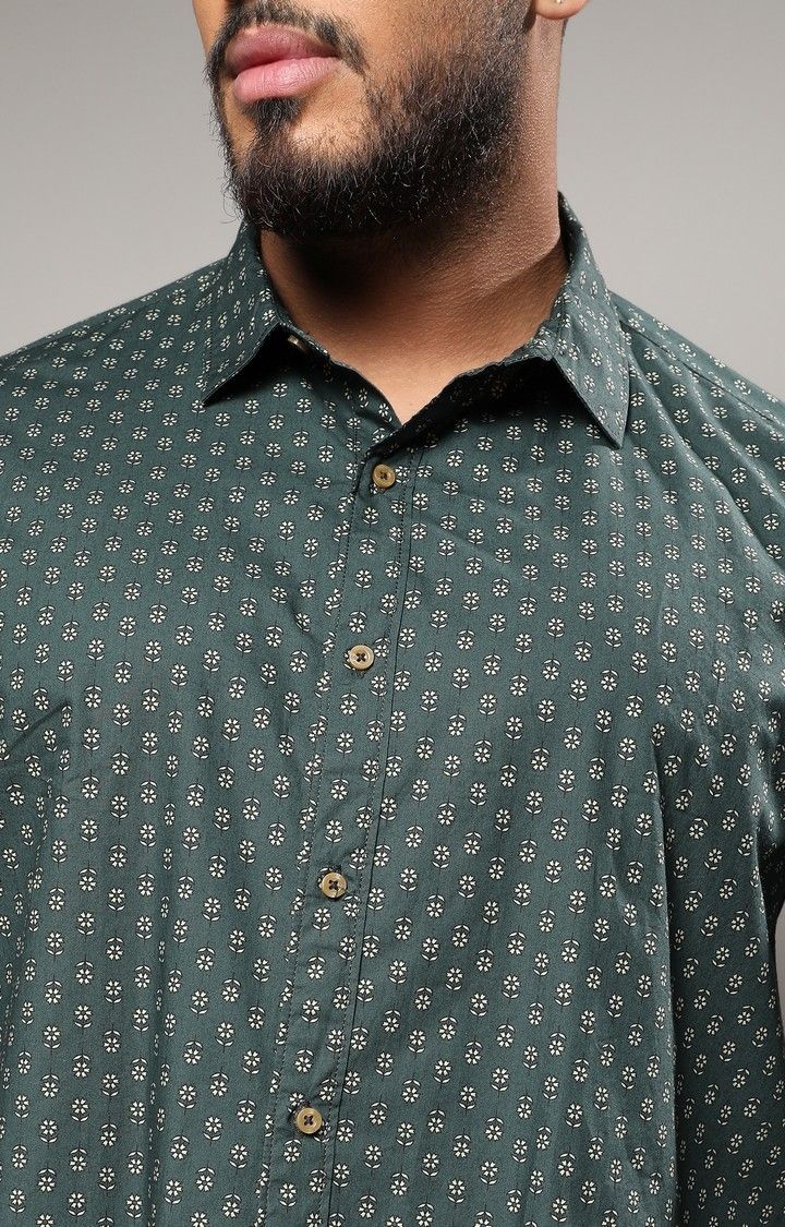 Men's Green Printed Casual Shirts