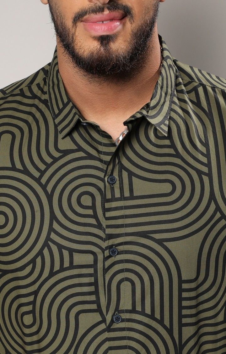 Men's Green Printed Casual Shirts