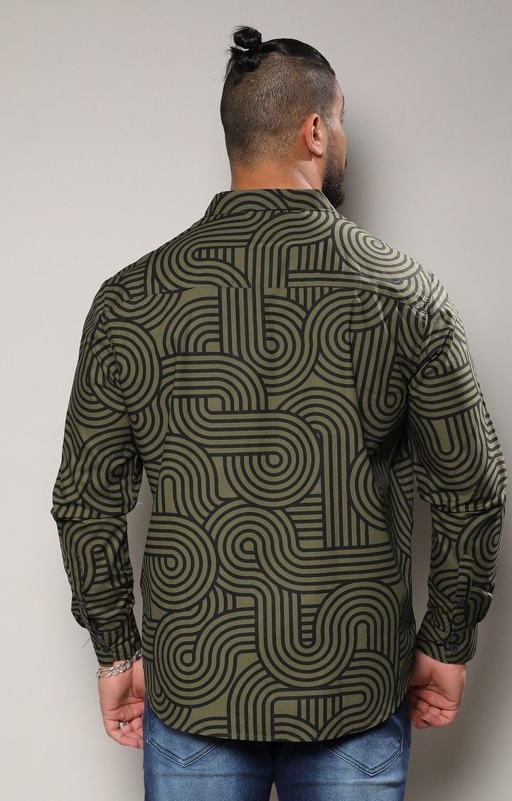 Men's Green Printed Casual Shirts