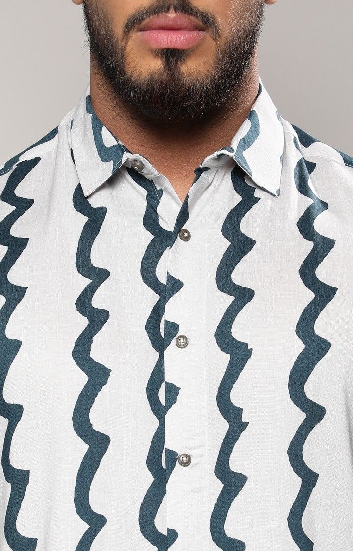 Men's White Printed Casual Shirts