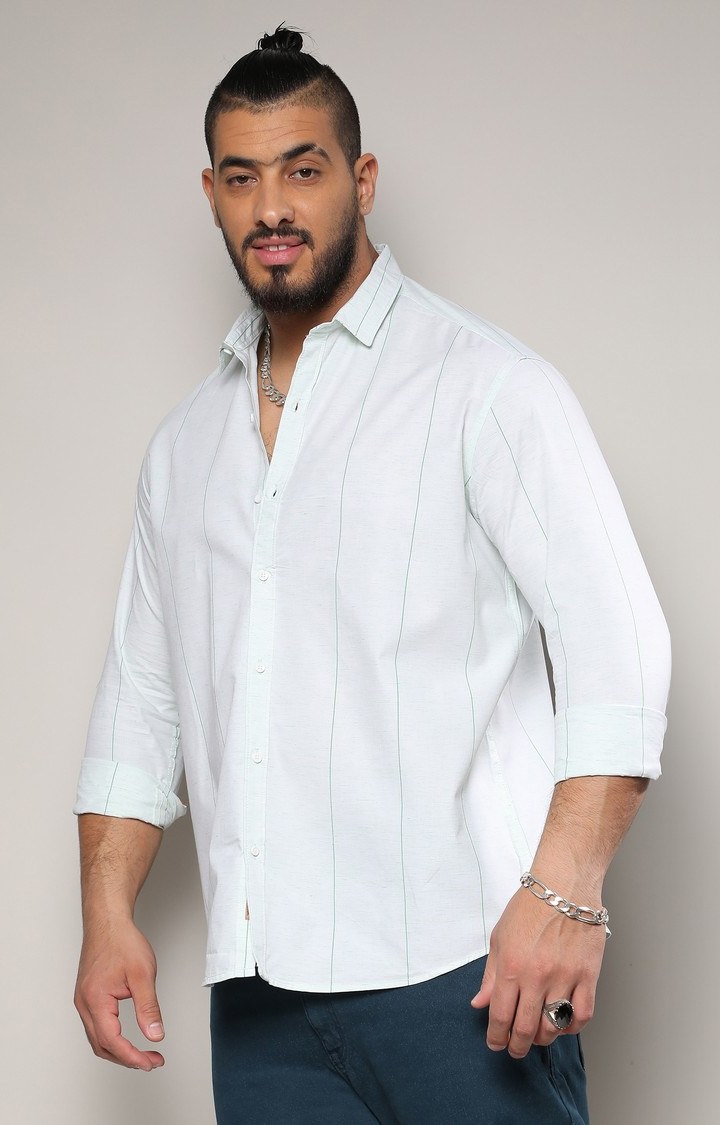 Men's White Striped Casual Shirts