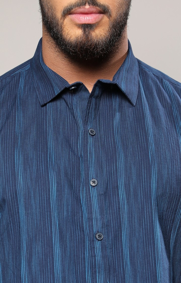 Men's Blue Striped Casual Shirts