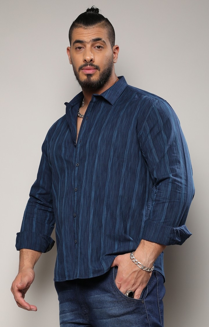 Men's Blue Striped Casual Shirts