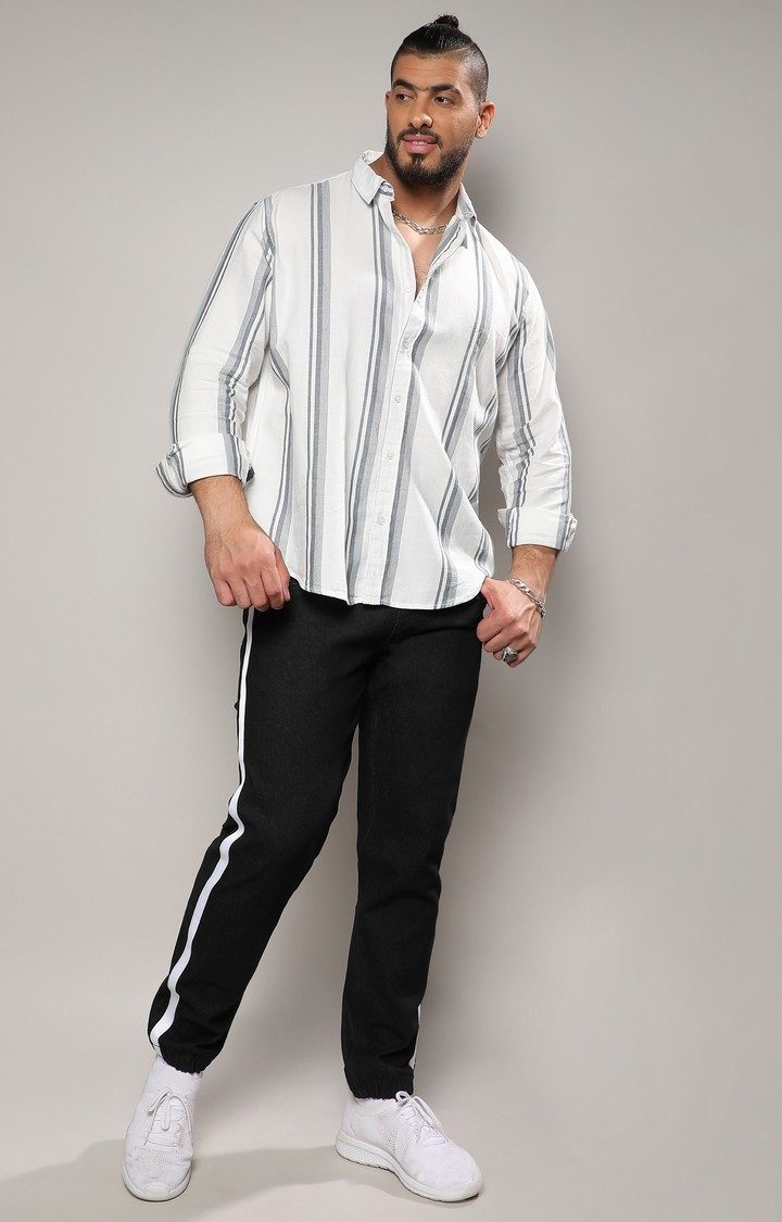 Men's White Striped Casual Shirts