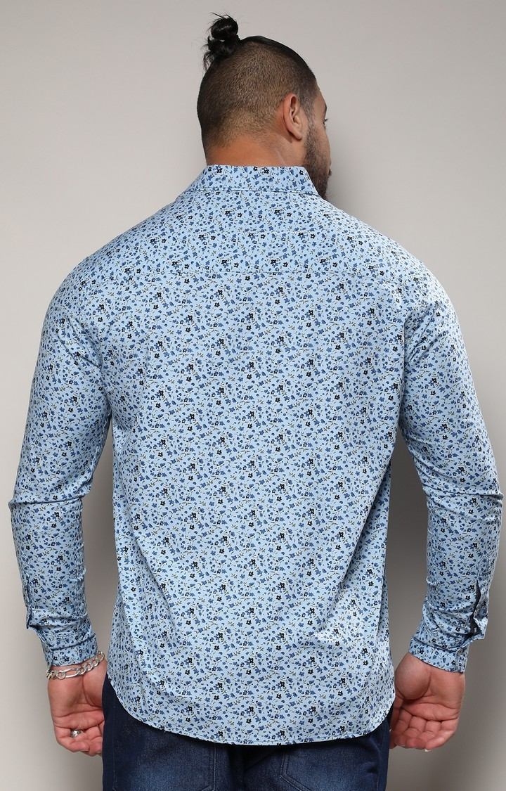 Men's Blue Printed Casual Shirts