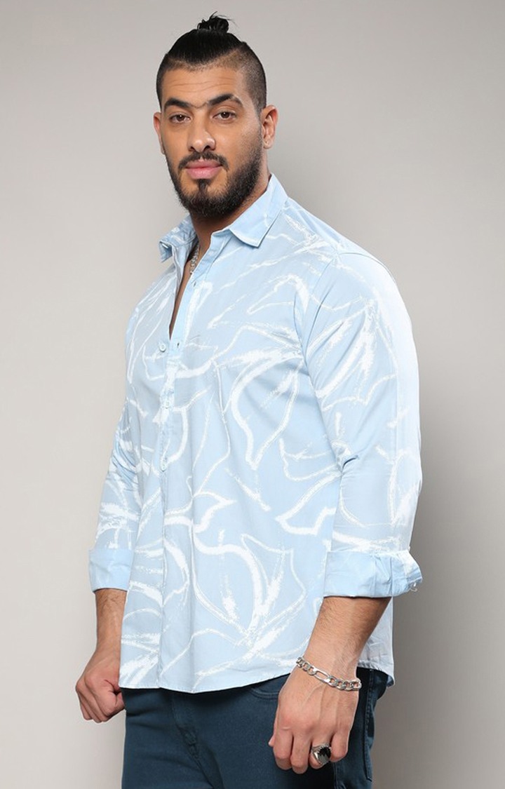 Men's Blue Printed Casual Shirts
