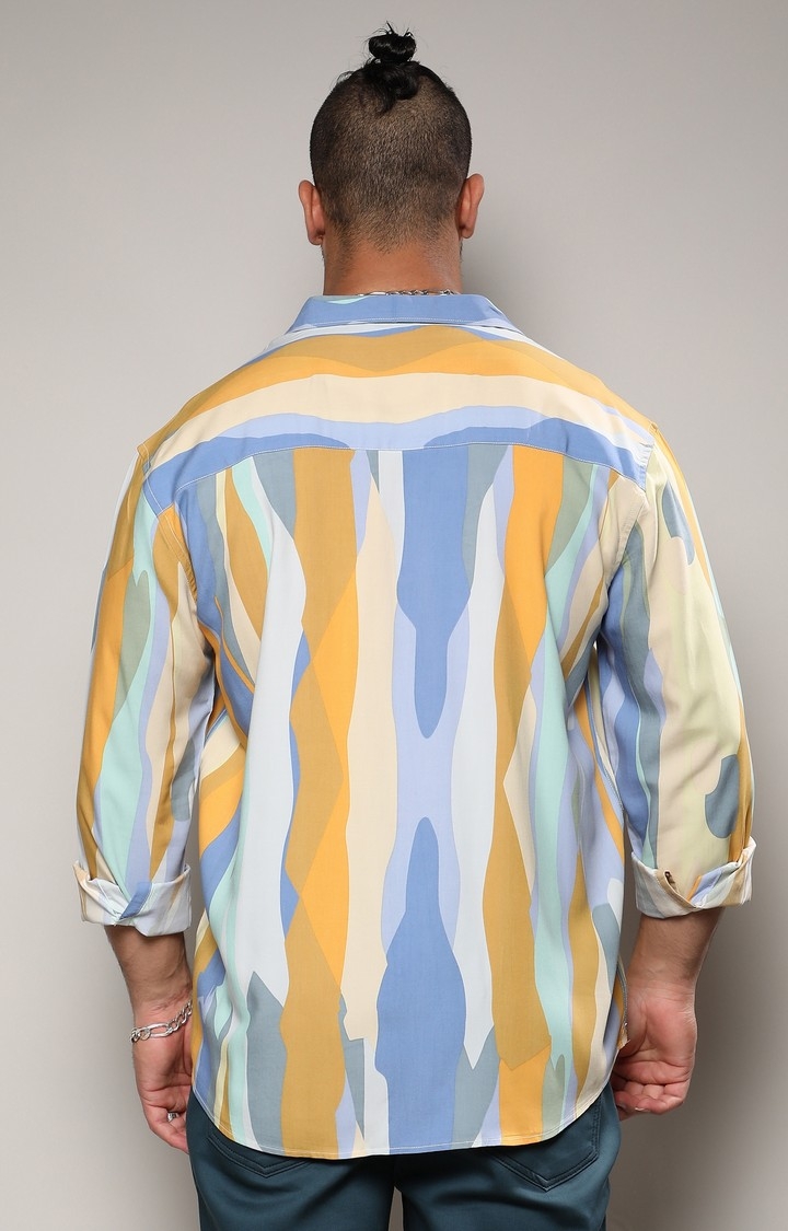 Men's Multicolour Contrast Abstract Print Shirt