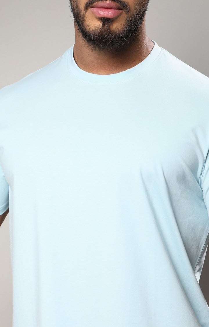 Men's Blue Solid Regular T-Shirts