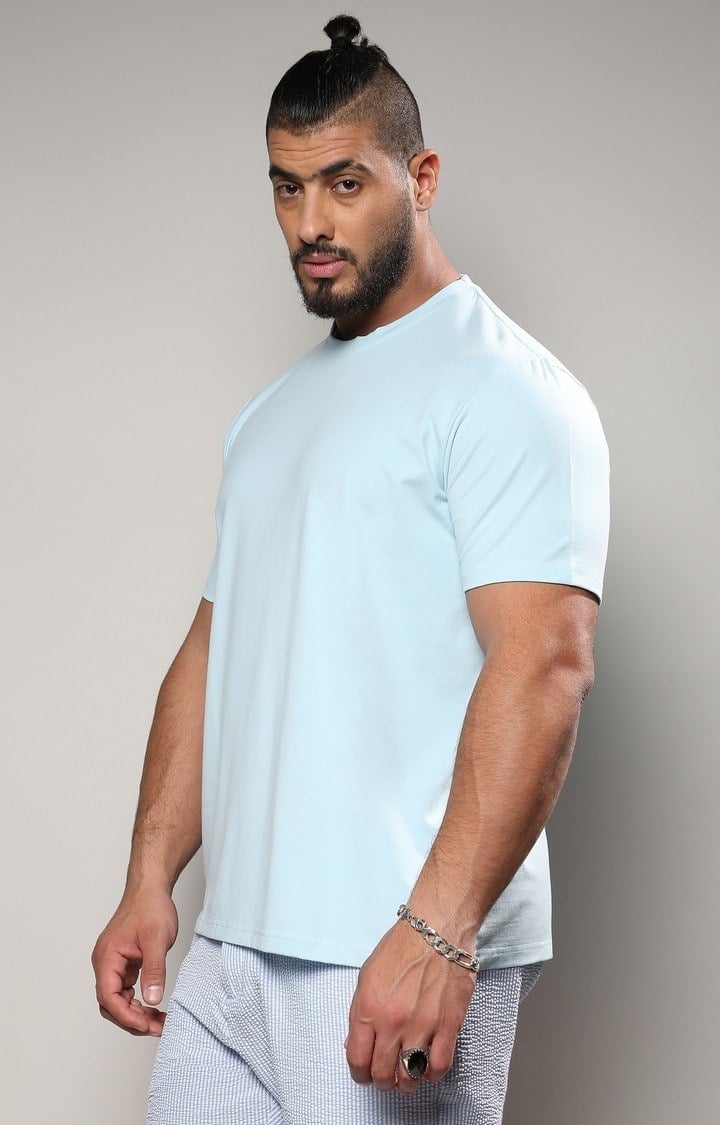 Men's Blue Solid Regular T-Shirts