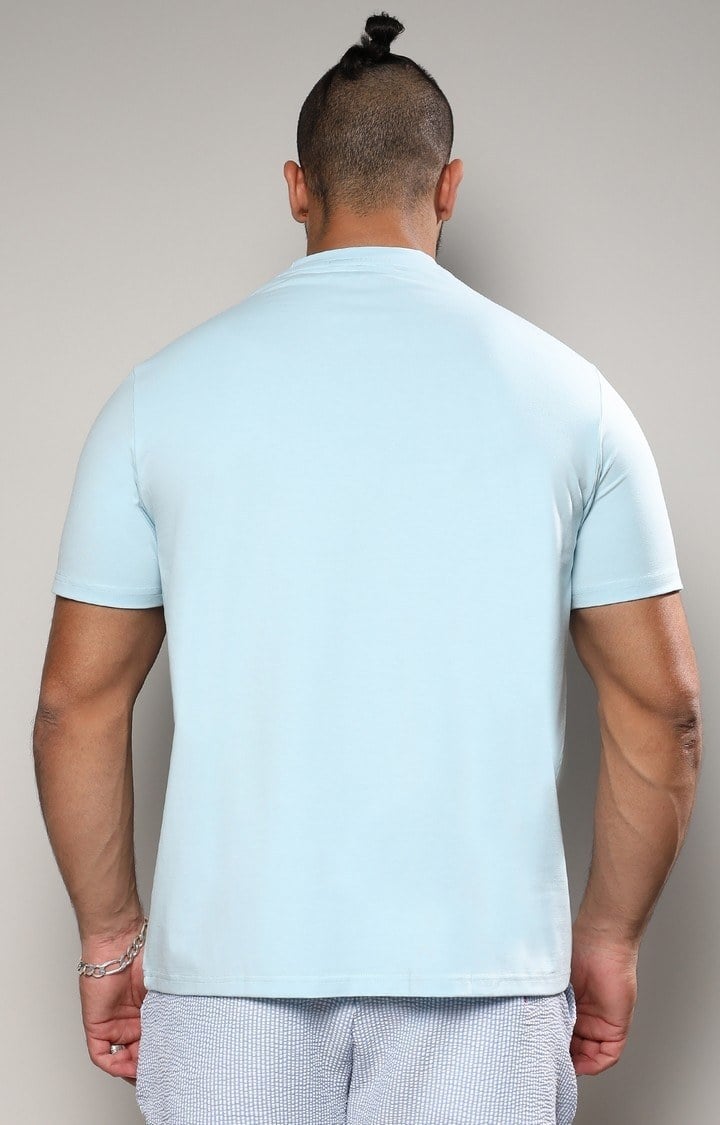 Men's Blue Solid Regular T-Shirts