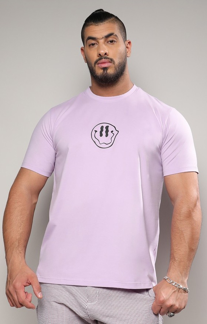 Men's Purple Printed Regular T-Shirts