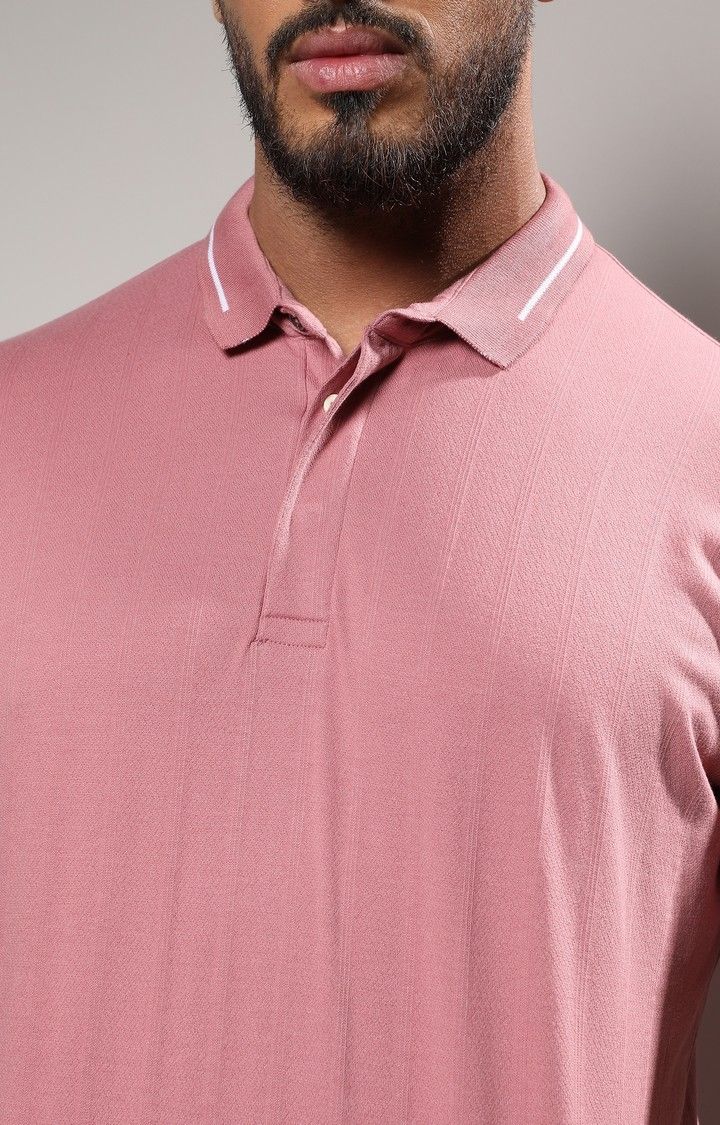 Men's Pink Solid Polos