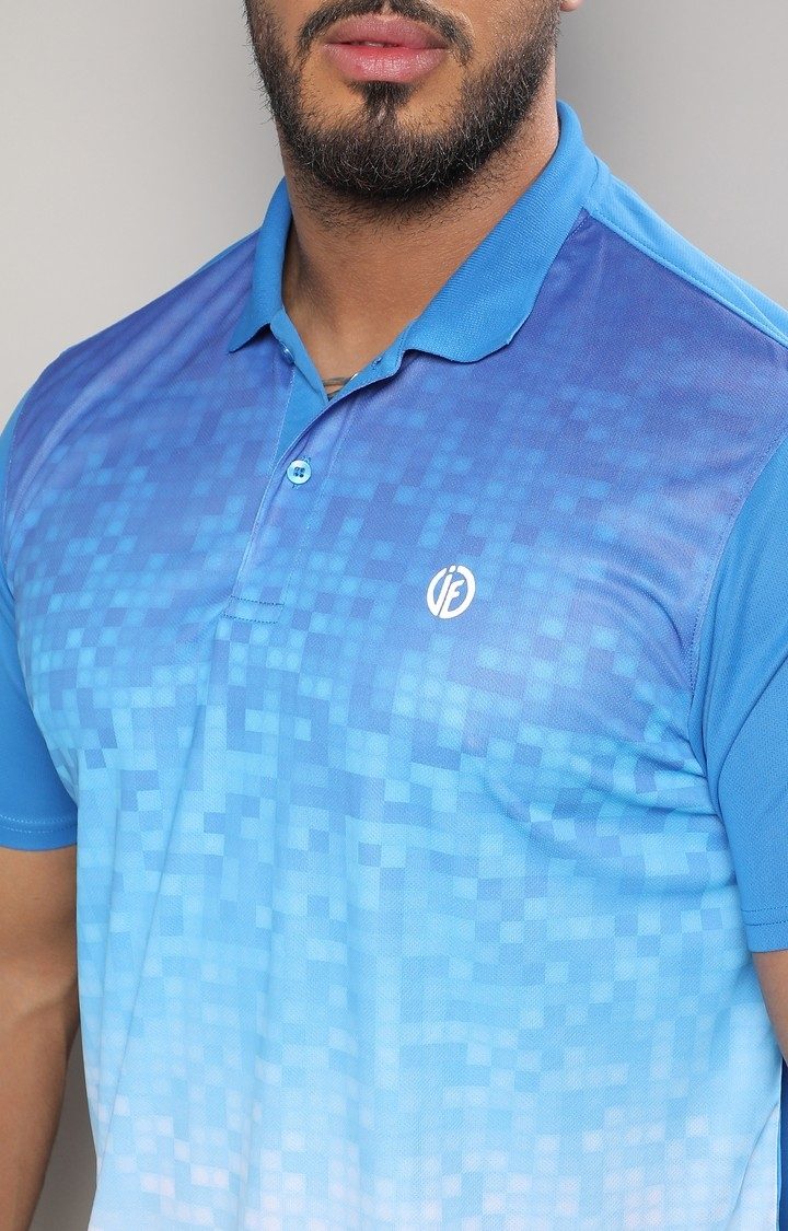 Men's Blue Colourblock Activewear T-Shirts