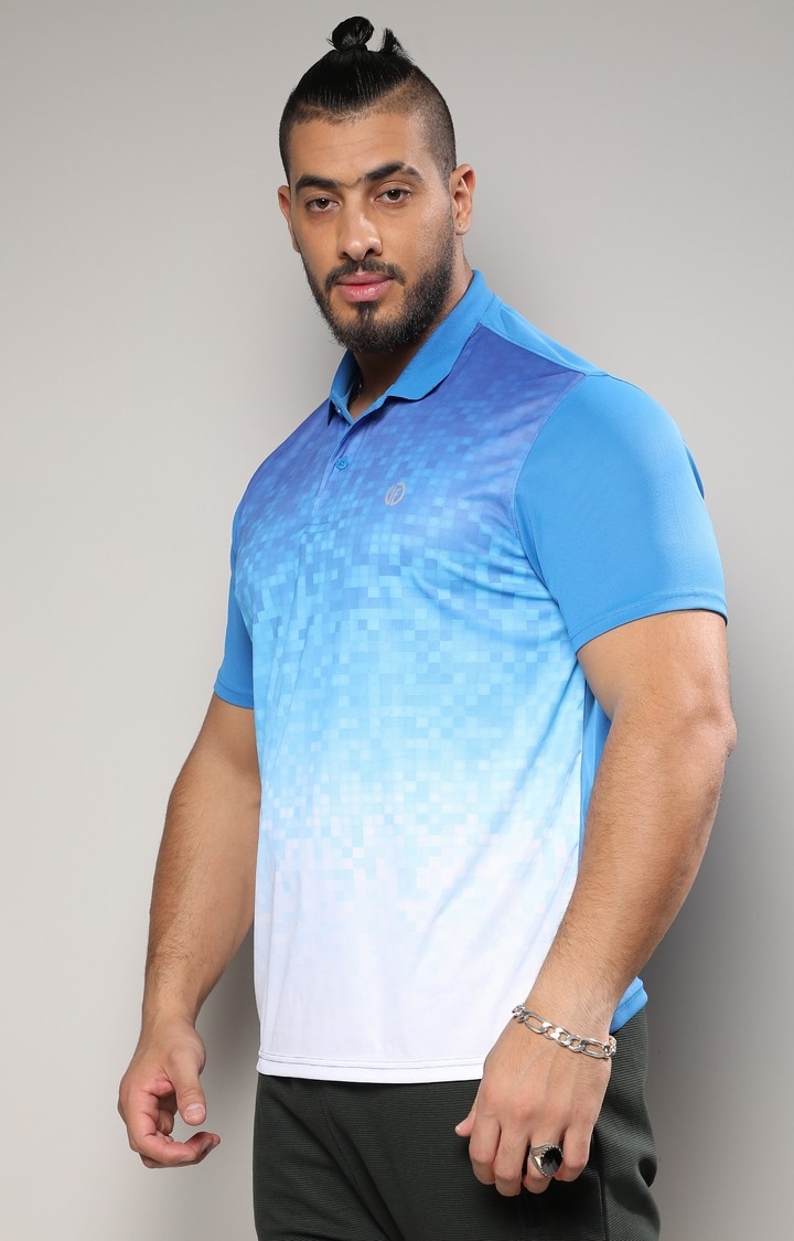 Men's Royal Blue & Chalk White Ombre Polo Activewear T-Shirt
