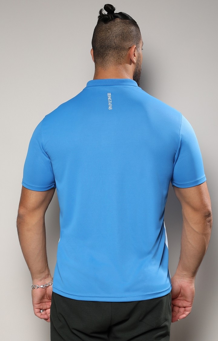 Men's Royal Blue & Chalk White Ombre Polo Activewear T-Shirt