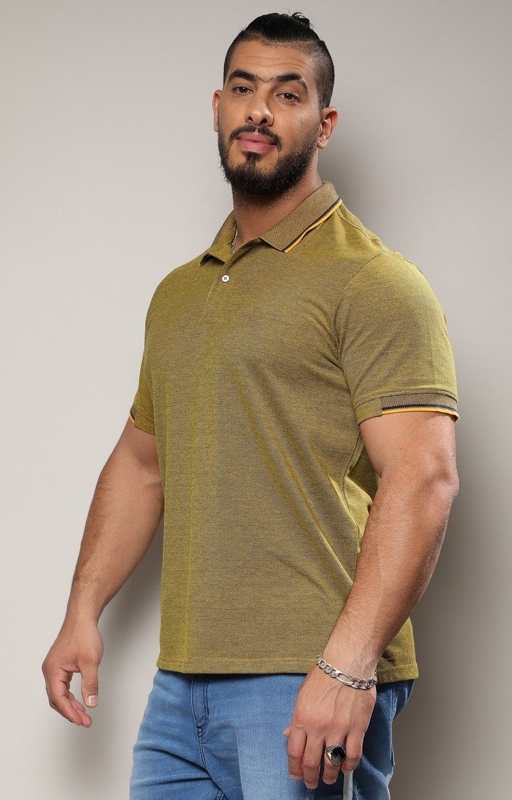Men's Green Solid Polos