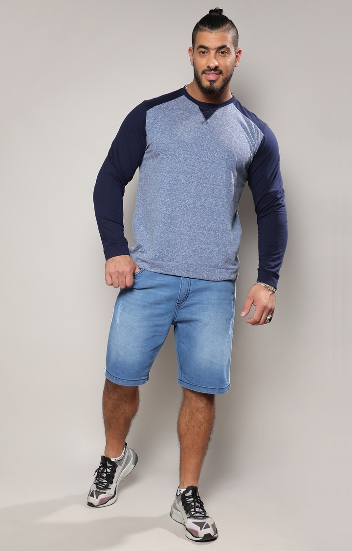 Instafab Plus | Men's Blue Raglan T-Shirt