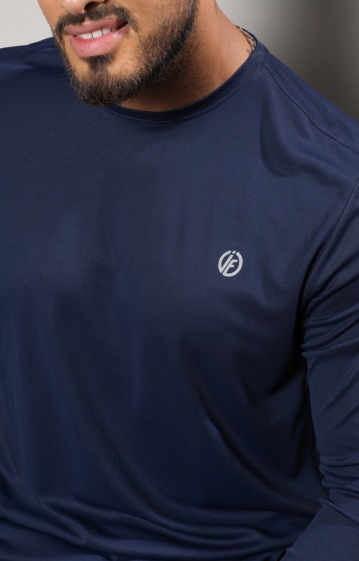 Men's Blue Solid Activewear T-Shirts