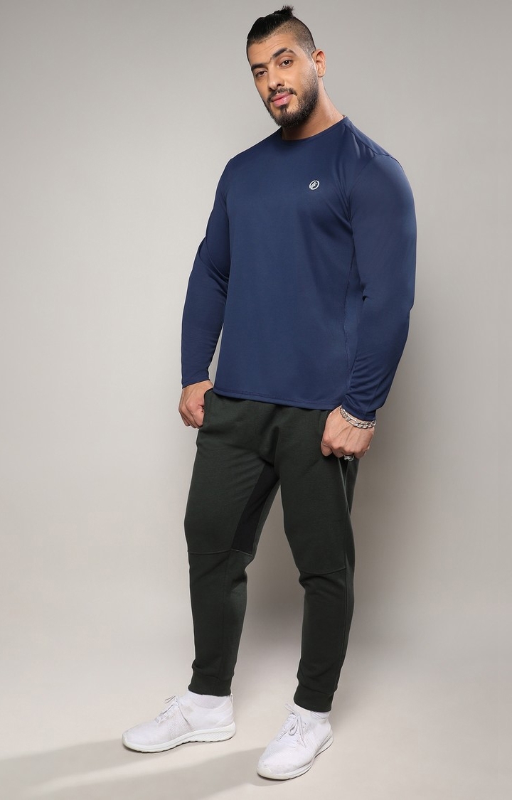 Men's Navy Blue Basic Activewear T-Shirt