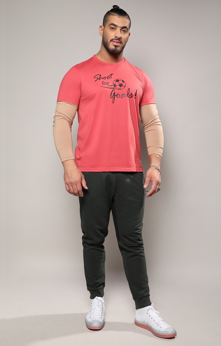 Instafab Plus | Men's Red Shoot For Goals Skater T-Shirt
