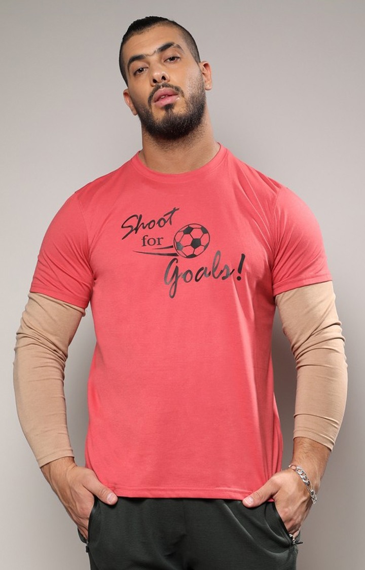 Men's Red Typographic Regular T-Shirts