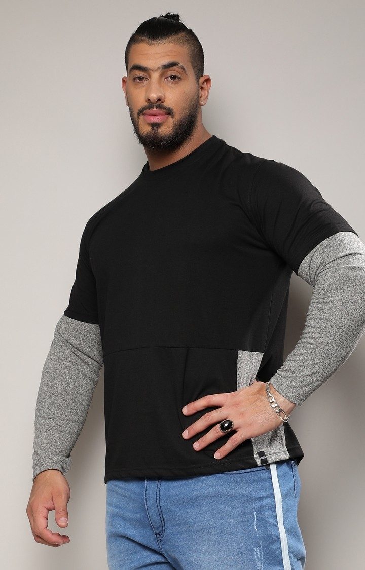 Men's Black Solid Regular T-Shirts