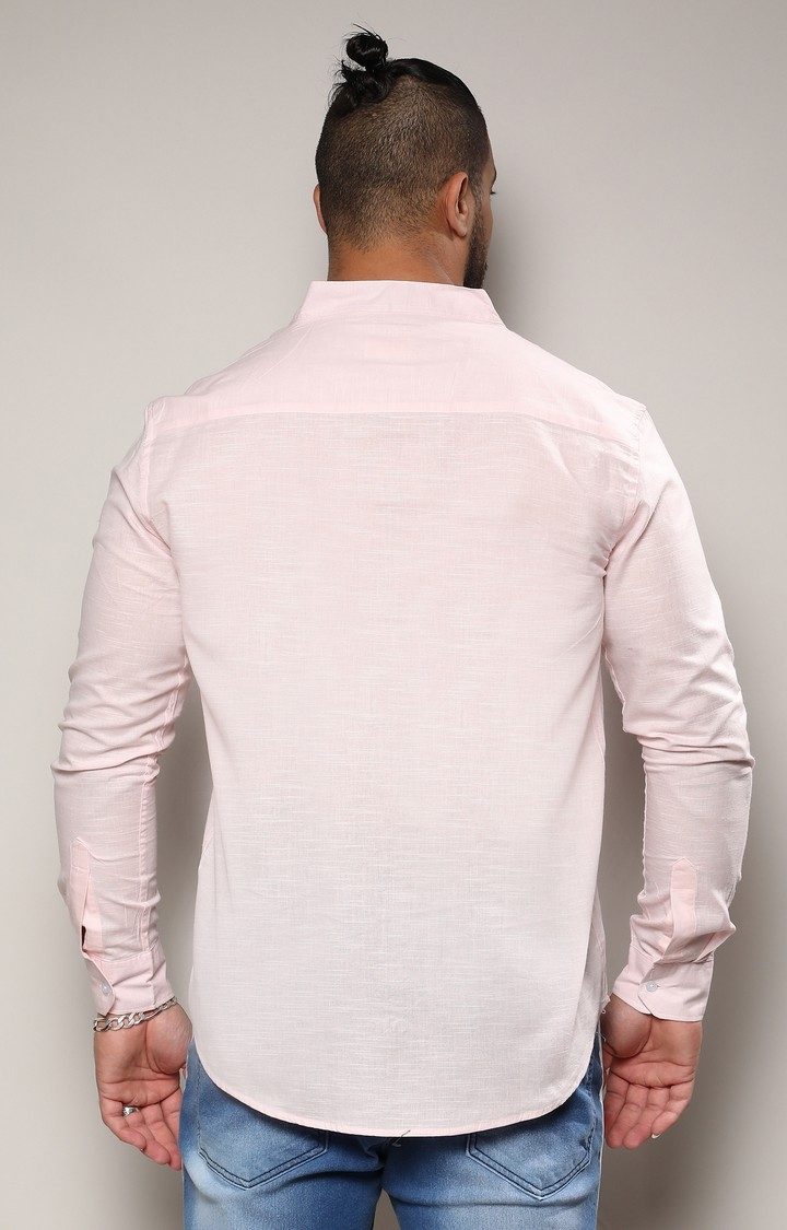 Men's Pink Solid Casual Shirts