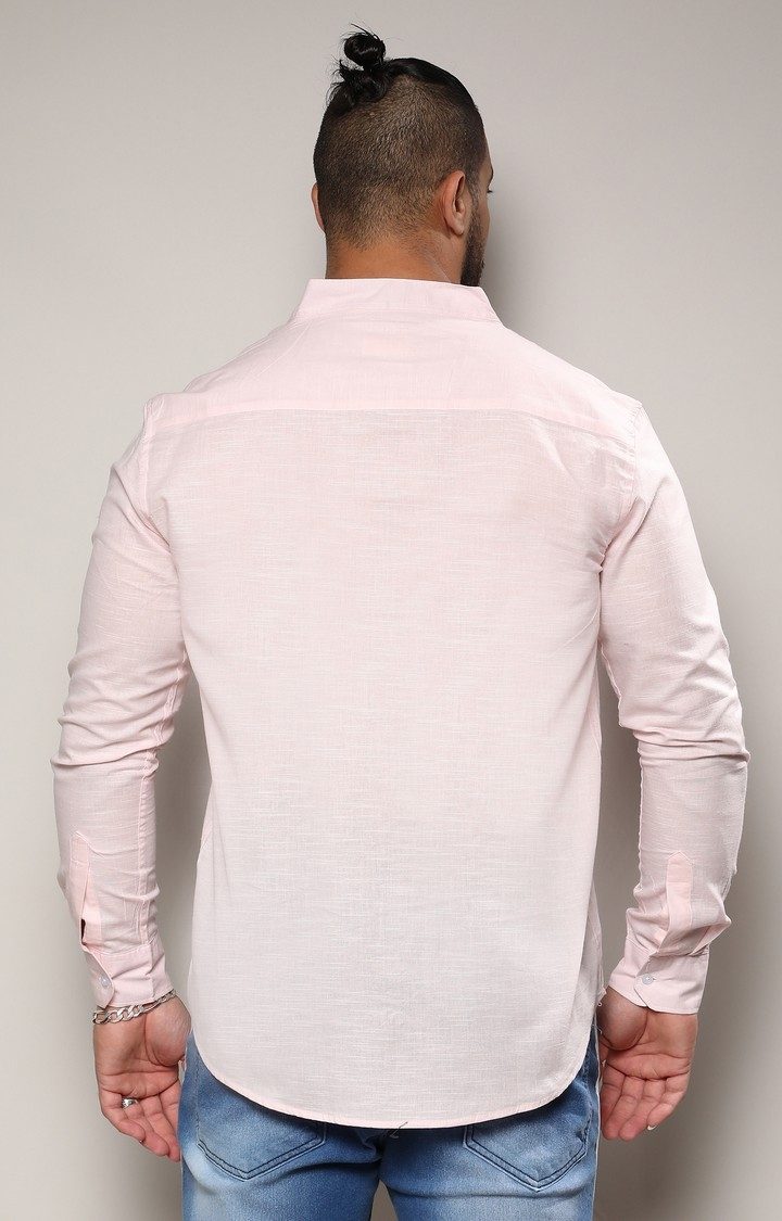 Men's Baby Pink Basic Button-Up Shirt