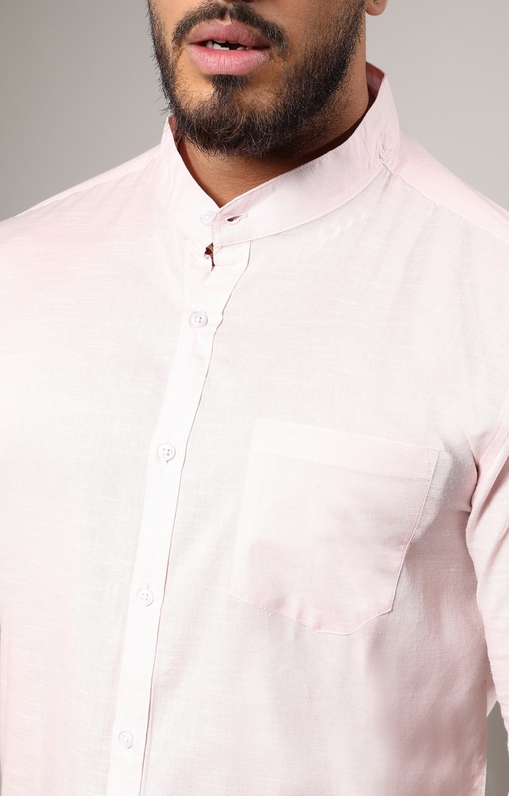 Men's Baby Pink Basic Button-Up Shirt