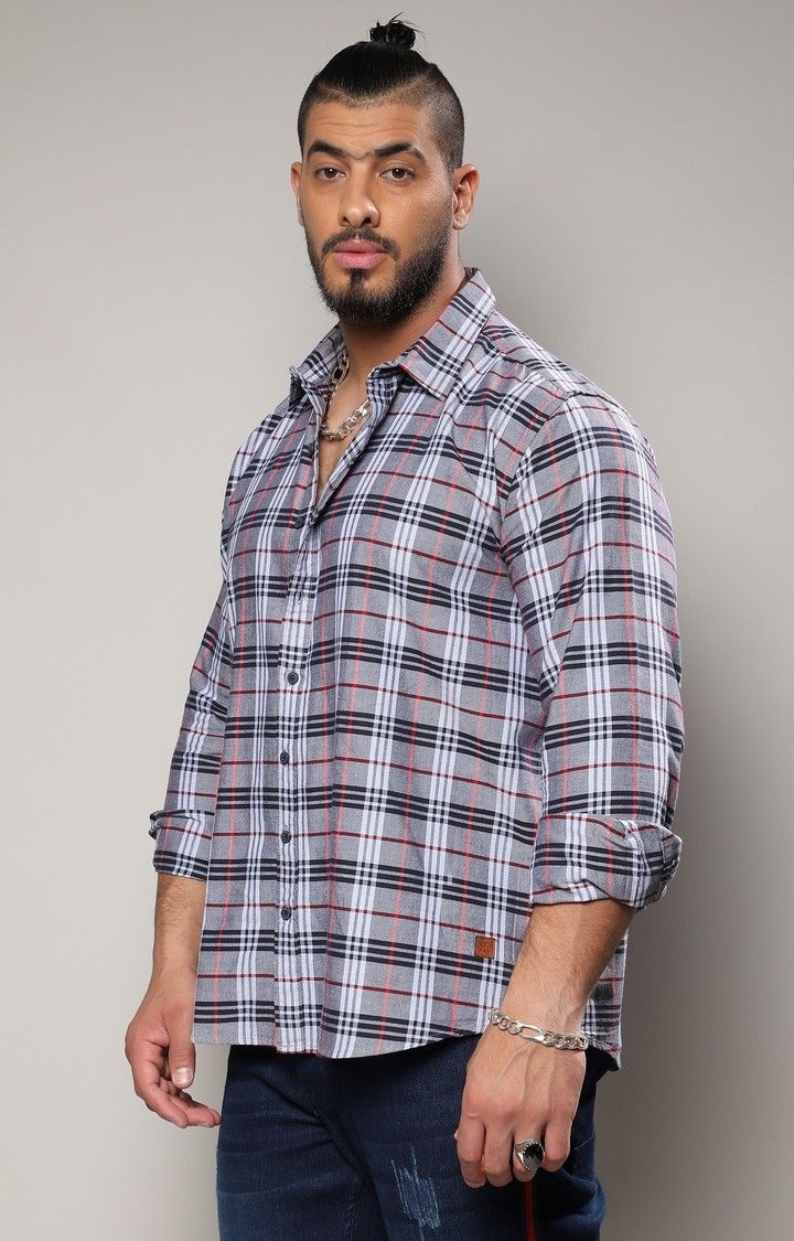 Men's Dark Grey Tartan Plaid Shirt