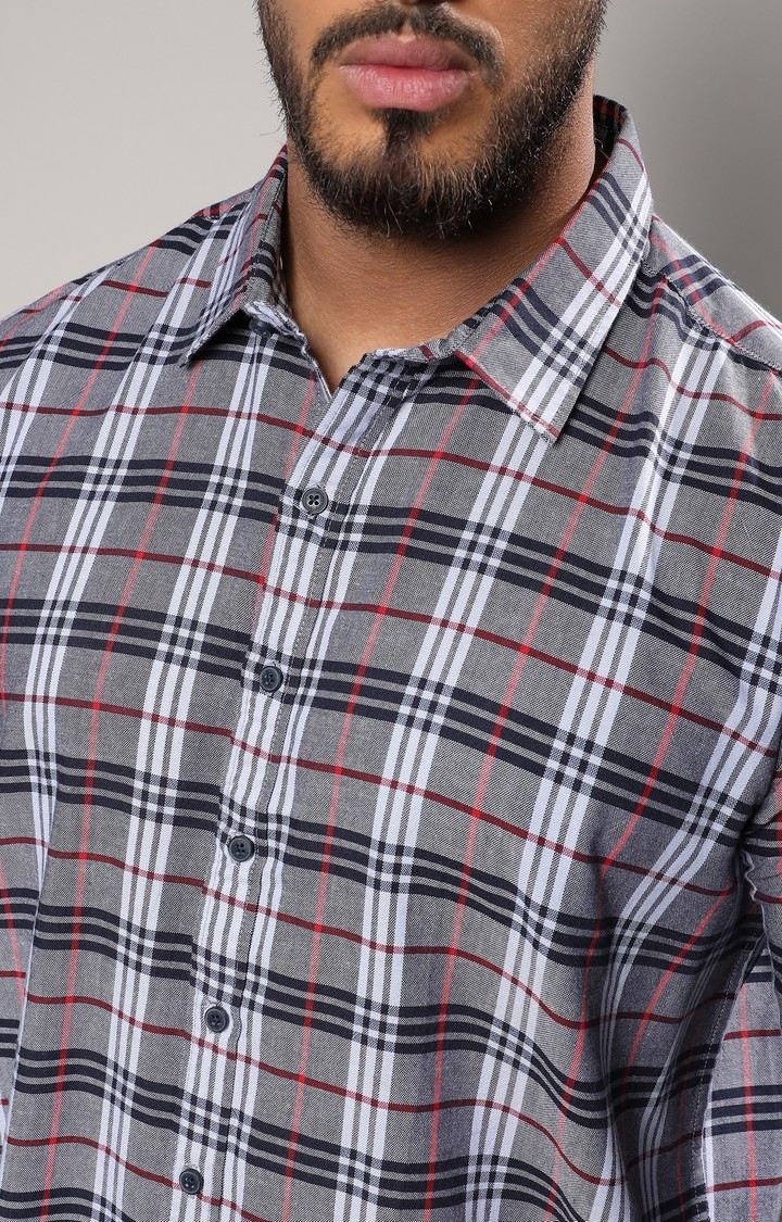 Men's Grey Checked Casual Shirts