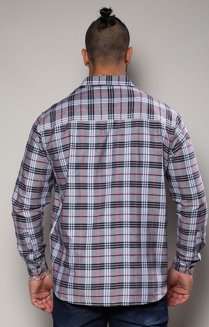 Men's Dark Grey Tartan Plaid Shirt