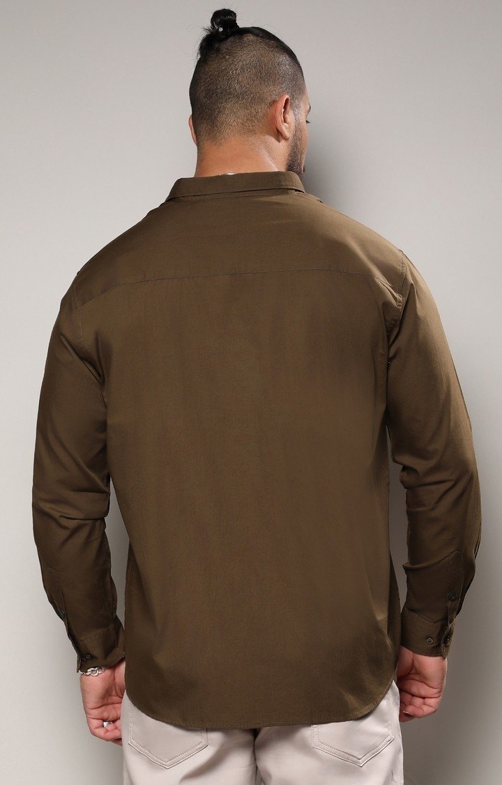 Men's Green Solid Casual Shirts