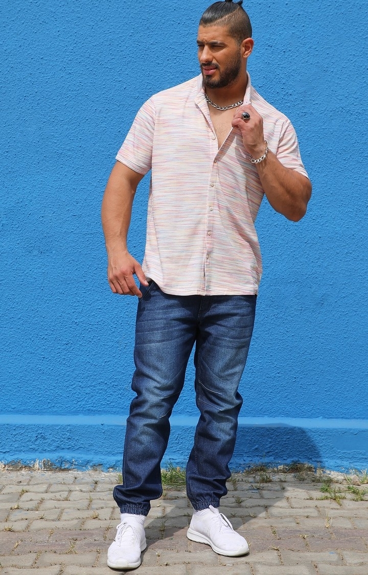 Instafab Plus | Men's Multicolour Honeycomb Knit Shirt