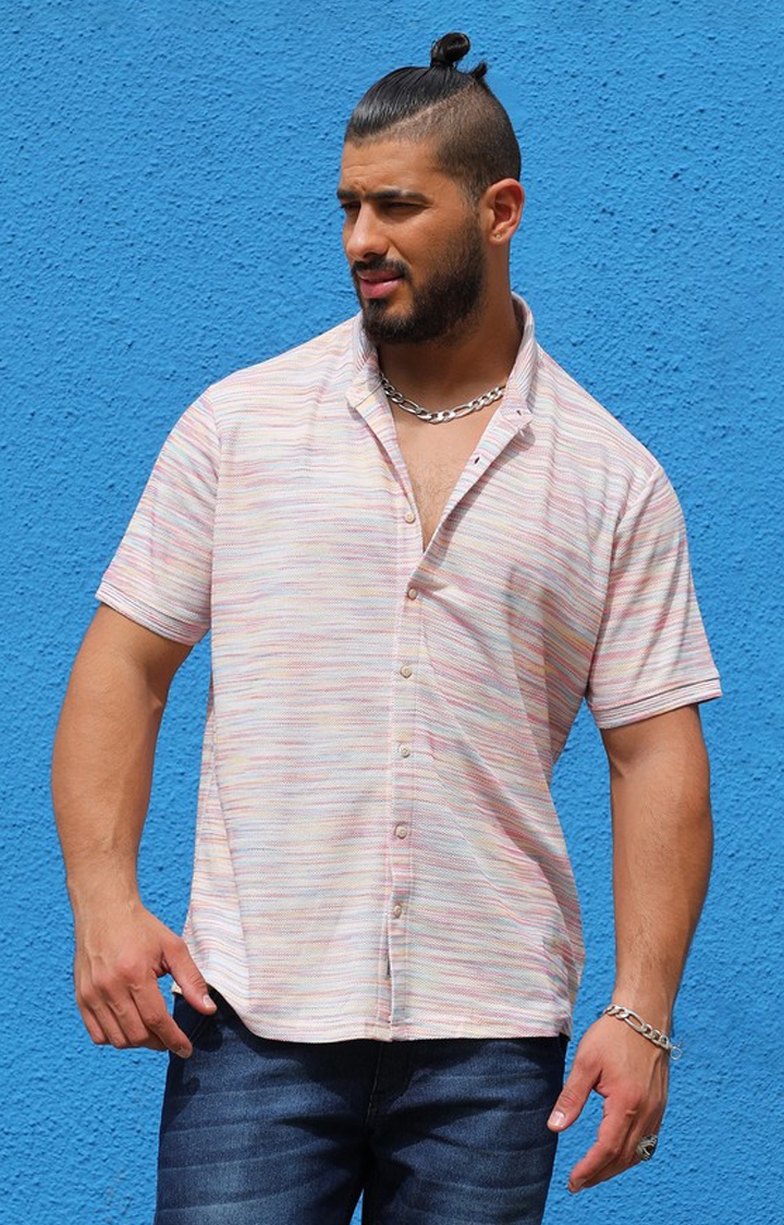 Instafab Plus | Men's Multicolour Honeycomb Knit Shirt
