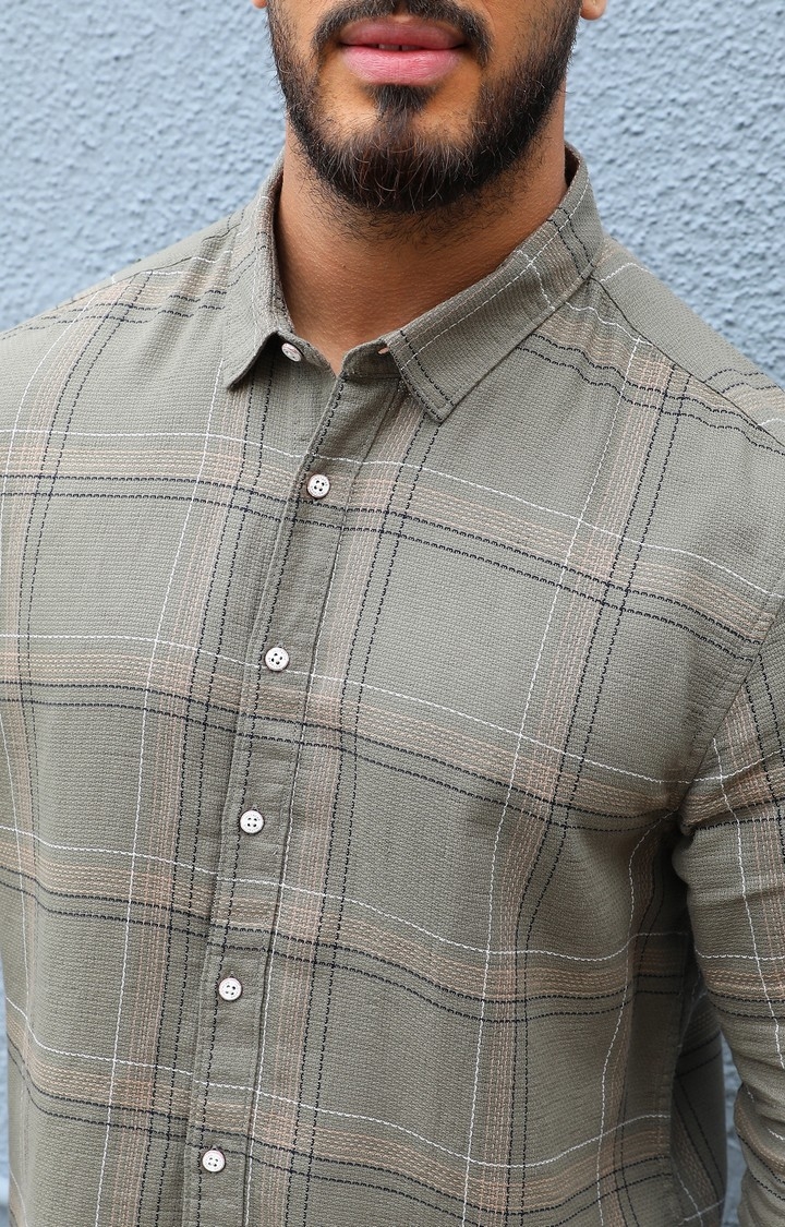 Men's Green Checked Casual Shirts