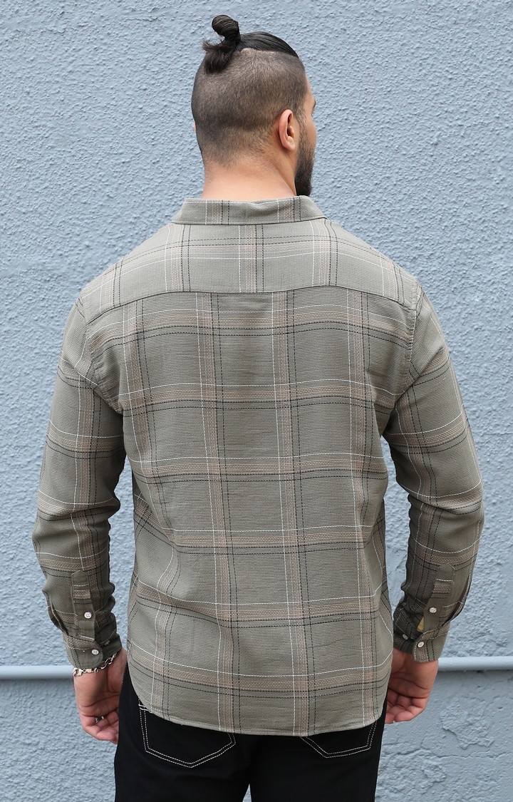 Men's Green Checked Casual Shirts