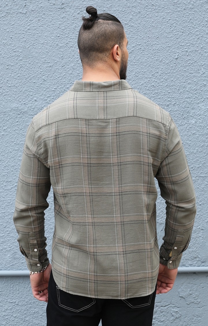 Men's Olive Green Maxi Tartan Plaid Shirt