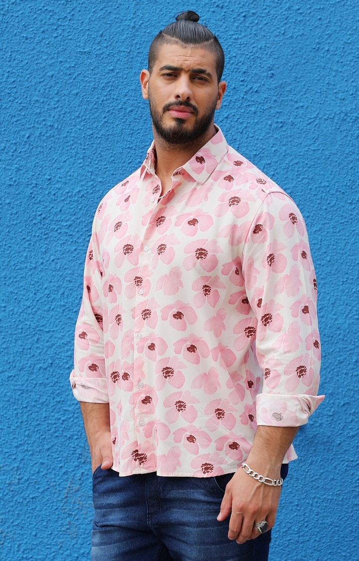 Men's Light Pink Flower Petals Shirt