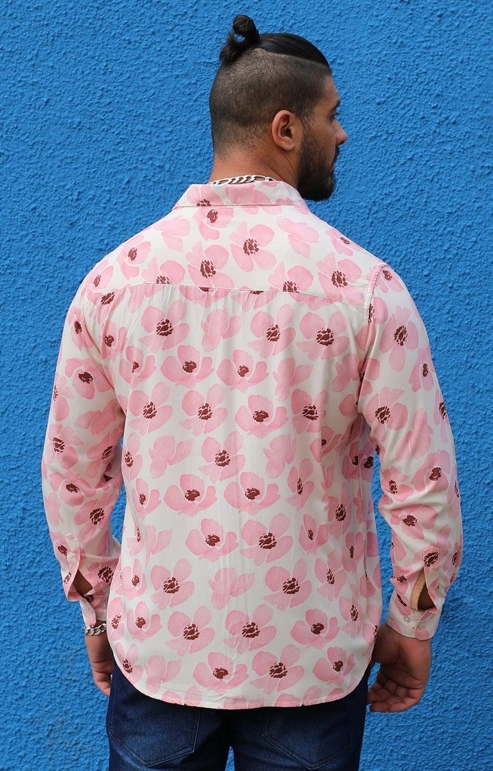 Men's Pink Floral Casual Shirts