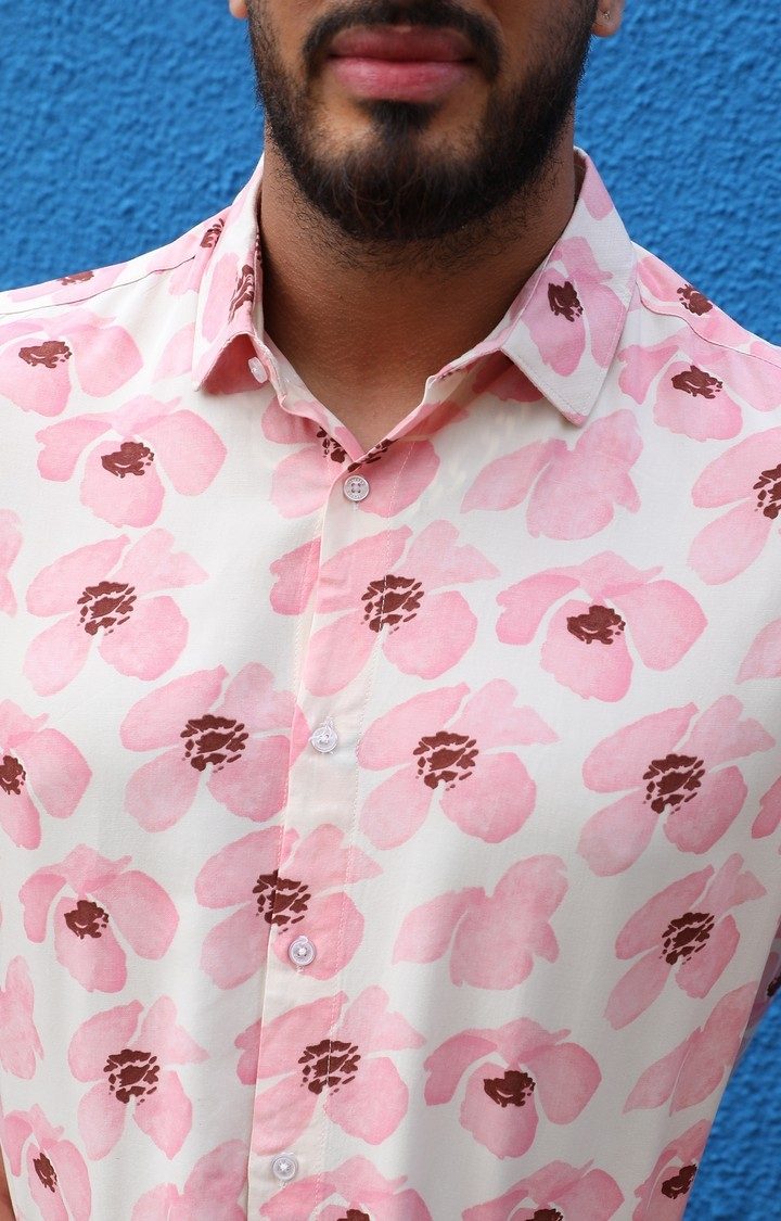 Men's Pink Floral Casual Shirts