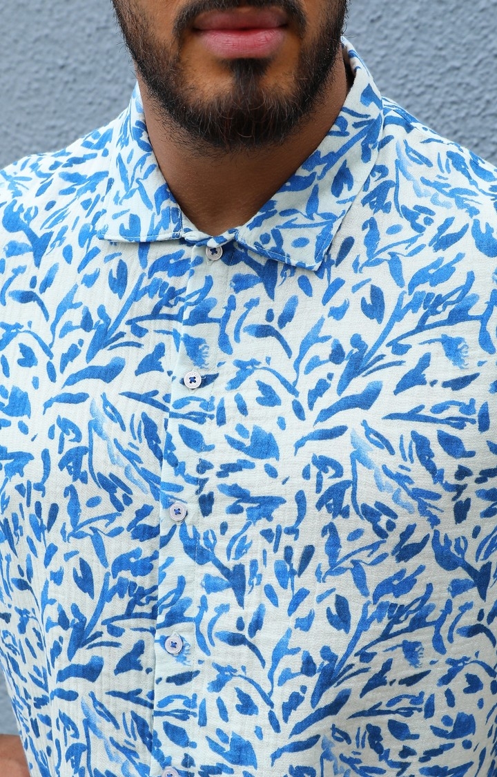 Men's Blue Foliage Strokes Shirt